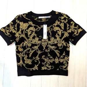 Alice + Olivia Ciara Jacquard Knit Crop Sweater